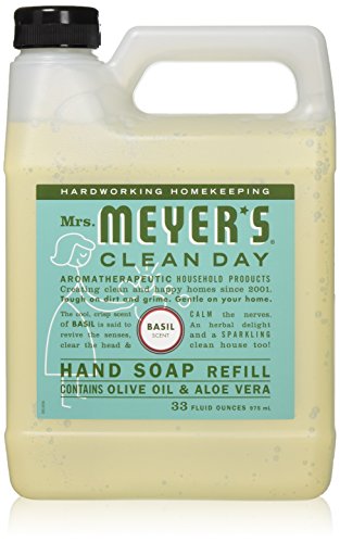 MRS MEYERS CLEAN DAY Soap Refill, Liquid Basil, 33 Ounce (Pack of 6)