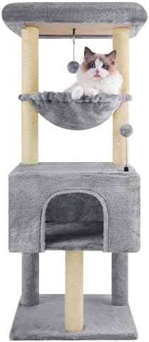 Fashion Design 43.3" Cat Trees with Big Cat Houses,Grey