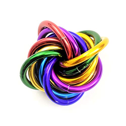 Möbii Fidget Ball (MultiColor): Quiet Mobius ADHD Anxiety Stim Stress Relief Toy Tool for Home Travel Office or Desk (Small, Full, Rainbow)