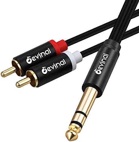 Devinal 1/4" inch TRS to RCA Y Splitter Cable, 6.35mm Quarter inch Stereo to 2 RCA Phono Insert Audio Breakout Cable, Cord 10 FT/ 3 Meters