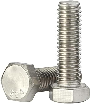 M8-1.25 x 35mm Hex Head Bolts Hexagon Screws, 304 Stainless Steel 18-8, Plain Finish, Fully Threaded, 20 PCS