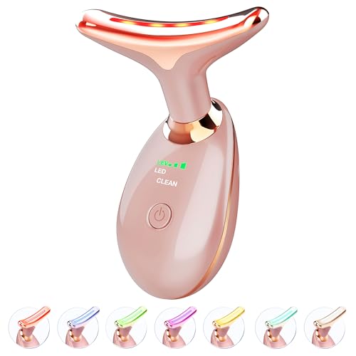 ELISHINE 7 Color Light Based Face-Neck-Massager - Facial Massager for Skin Care, Rose Gold