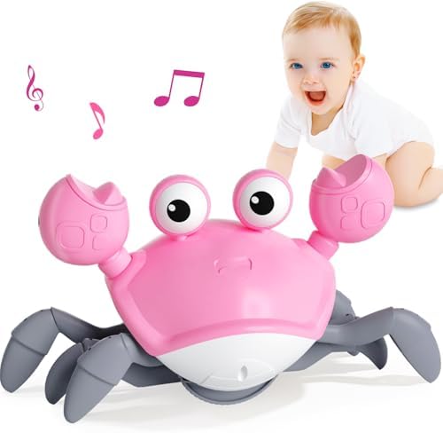 Baby Girl Toys Toddler Gifts: Tummy Time Crawling Crab Baby Toys 6 7 8 9 10 11 12 6-12 9-12 12-18 Months Infant Toddlers Age 1-2 Montessori Musical Toys 1 2 3 Year Old Girls 1st First Birthday Gift
