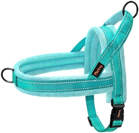 Didog Soft Flannel Padded Dog Vest Harness,Escape Proof/Quick Fit Reflective Dog Strap Harness, Easy for Training Walking(XS:Chest 15-18", Teal)