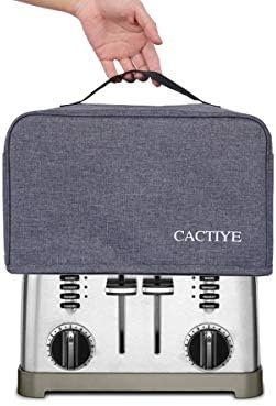 toaster Dust Cover with Pockets Compatible with Cuisinart 2 Slice Toaster, Can Hold Jam Spreader Knife & Toaster Tongs, Dust and Fingerprint Protection (11.5 * 7 * 7.5, gray)