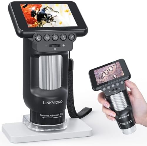 LM013 Microscope for Kids Adults, 2.8" Portable Handheld Microscope with LCD Screen, Pocket Microscope Kit for Kids 8-12, USB Coin Magnifier Microscope for Adults, 8 LED, Microscope Slides