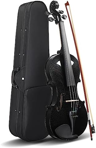 Ktaxon 4/4 Violin Beginner Violin, Full Size Acoustic Violin with Portable Case, Finger Guide Sticker, Polishing Cloth,Mute, Extra Set Violin String, Shoulder Rest, Rosin, Bow, Bridge (Black)