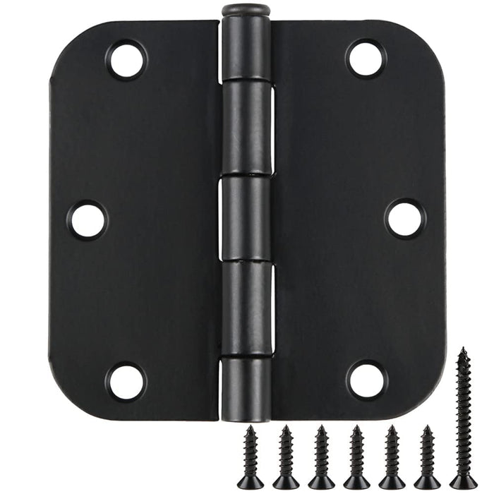 TDCHINGES 30 Pack Rounded Matte Black Door Hinges 3.5 Inch 5/8" Radius Interior 3 1/2 Inch Door Hinges Flat Iron Bifold Easy Installation Door Hinges for Doors 3 ½" Hardware Controls