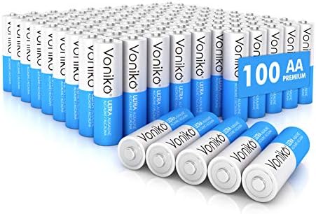 Voniko - Premium Grade AA Batteries - (100 Pack) - Alkaline Double A Battery - Ultra Long-Lasting, Leakproof 1.5v Batteries - 10-Year Shelf Life