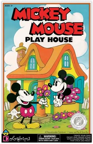 Colorforms — Mickey Mouse Play House Retro Play Set — Mickey and Minnie Mouse! — Pieces Stick Like Magic! — Ages 3+