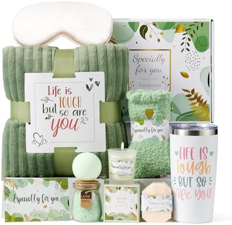 Get Well Gifts for Women, Care Package Basket Inspirational Gifts for Women Self Care Pacakage Basket with Throw Blanket and Tumbler for Mom Best Friend Sister Wife