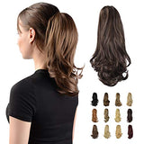 SOFEIYAN 13" Ponytail Extension Long Curly Ponytail Clip in Claw Hair Extension Natural Looking Synthetic Hairpiece for Women, Dark Brown