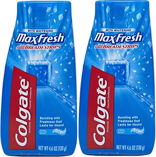 Colgate Max Fresh Liquid Toothpaste with Mini Breath Strips, Cool Mint, 4.6 oz (Packaging May Vary) (Pack of 2)