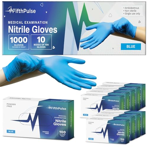 Medical Exam Blue Nitrile Gloves Small 1000 Count - 3 Mil Powder and Latex Free Disposable Gloves - Case of 10 Boxes of 100