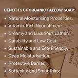 1 Ingredient Organic Tallow Soap for Sensitive Skin - 130 grams plus, Pack of 1 - Unscented and Fragrance Free Beef Tallow Skincare, Naturally Gentle (UNSCENTED) (PURE SINGLE BAR)