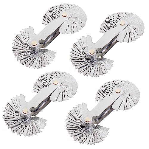 4PCS Metric & Imperial & US Screw Gauge SAE Whitworth 55 Degree & Metric 60 Degree & & US 60 Degree Thread Pitch Gauge for Industrial Measurement