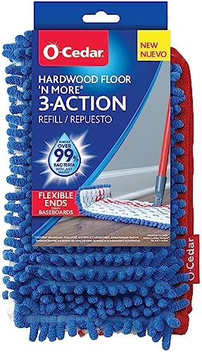 O-Cedar Hardwood Floor 'N More 3-Action Flip Mop Head Replacement | Machine Washable | Reusable | Microfiber Refill | Removes 99% of Bacteria