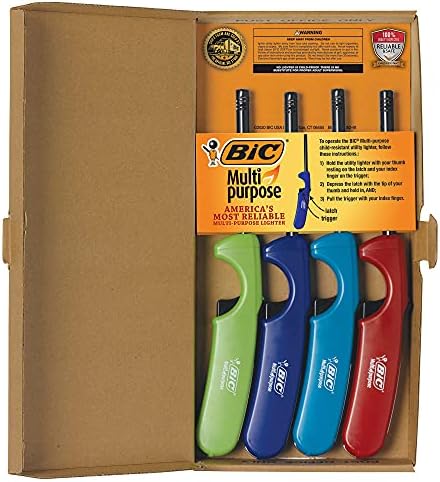 BIC Multi-Purpose Classic Edition Lighters, Great for Candles and Fireplaces, Assorted Colors, 4-Pack (Colors May Vary)