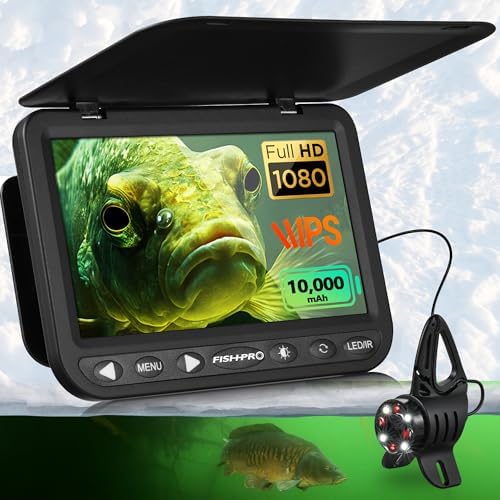 (2024 Upgrade) Underwater Fishing Camera 7'' HD 1080P (No Need Learn) Ice Fishing Camera w/10,000mAh Li-Battery, IR & LED for Dark, USB-C, Portable Ice Fishing Fish Finder Camera, 25m/82ft