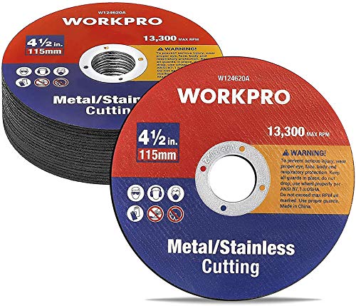 WORKPRO 20-Pack Cut-Off Wheels, 4-1/2 x 7/8-inch Metal&Stainless Steel Cutting Wheel, Thin Metal Cutting Disc for Angle Grinder