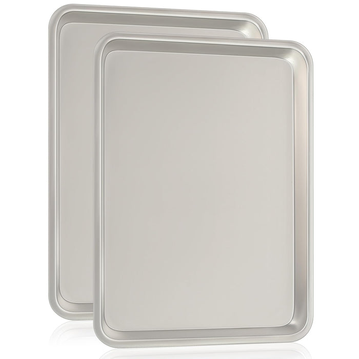 Commercial Quality Baking Sheet Pan Set, Natural Aluminum Cookie Sheet, Umite Chef Encapsulated Galvanized Steel Rim Warp Resistant Baker's Quarter Sheet Pan, Cookie Tray Pans for Baking, Roasting