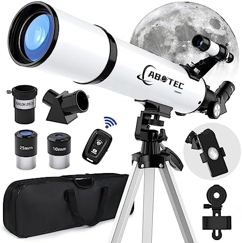 Telescope, 80mm Aperture Telescopes for Adults Astronomy & Kids & Beginners, Portable 500mm Refracting Telescope with an Adjustable Tripod, a Bag, a Phone Adapter & a Wireless Remote