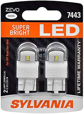 SYLVANIA - 7443 T20 ZEVO LED White Bulb - Bright LED Bulb, Ideal for Daytime Running Lights (DRL) and Back-Up/Reverse Lights (Contains 2 Bulbs)