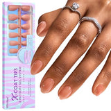 BTArtbox Extra Short Gel Nail Tips - Fall Almond Oval Press on Nails Natural XCOATTIPS Pre-applied Tip Primer, Stronger Adhesion Soak Off Fake Nails for Halloween Christmas Gift