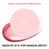 AOU GLOWY TINT BALM Tinted Lip Balm with Natural Gloss Instant Hydration for Chapped Lips 0.12Oz (07 Bubble Balm)