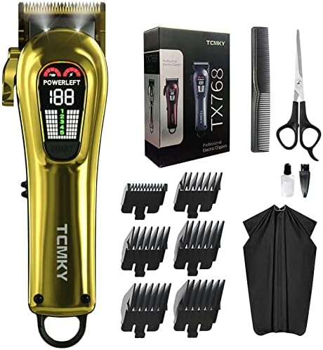 Hair Clippers for Men Professional Hair Trimmer for Men Cordless&Corded Barber Clippers for Hair Cutting & Grooming.Rechargeable Hair Trimmer Kit for Household (Golden)