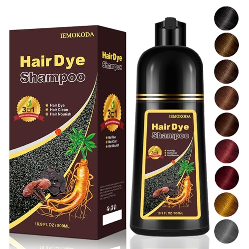 Instant Brown Hair Color Shampoo for Grey Coverage, 3-in-1 Natural Plant Dye for Women & Men, Long-Lasting Color in Minutes, Champu Para Canas