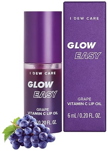 I DEW CARE Lip Gloss - Glow Easy Grape | Jojoba Seed Oil, Vitamin C, Pigmented Glossy Stain, Hydrating, Korean Makeup, Pink Color, Moisturizing, Nourishing Crystal Glass Clear, 0.20 FL Oz