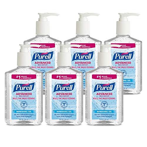 PURELL Advanced Hand Sanitizer Refreshing Gel, 9652-04-EC, 8 Fl Oz Pump Bottles, Pack of 6