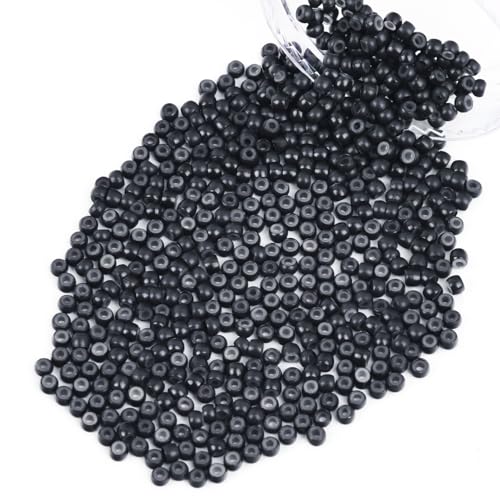 Vlasy 600Pcs Nano Rings Silicone Beads for Nano Tip Nano Ring Human Hair Extensions 5 Color Optional (Black)