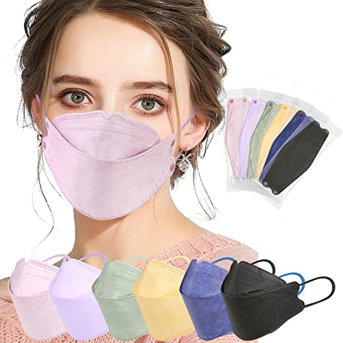 60pcs KF94 mask,Multicolored Disposable masks,4 layers protection filter efficiency>95%,Double line nasal frame,Highly elastic ear straps,Breathable comfort,Suitable men women daily use(individual package)