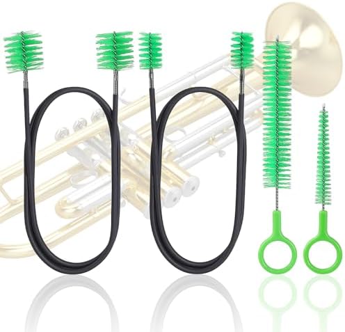 4 Pcs Cleaning Snake Brush Care Kit, 47 inch an8 inch 5.8inch The Brush Head is Made of High-Quality Fiber with Spring in the Middle which can be Trumpet Cleaning Kit Brush Valve Brush Flexible Brush