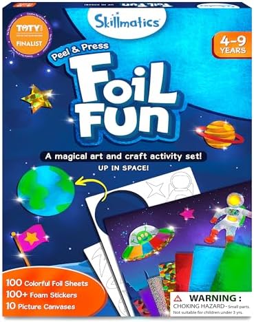Skillmatics Art & Craft Activity - Foil Fun Space, No Mess Art for Kids, Craft Kits & Supplies, DIY Creative Activity, Gifts for Boys & Girls Ages 4, 5, 6, 7, 8, 9, Travel Toys