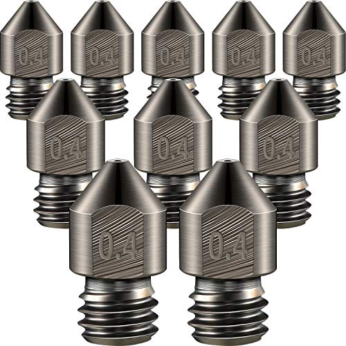 Mudder Hardened Steel Nozzle 0.4 Mm/ 1.75 mm 3D Printer Mk8 Nozzles High Temperature Wear Resistant Compatible with Ender 3/ Ender3 Pro, Prusa I3, Makerbot Creality Cr-10 All Metal Hotend