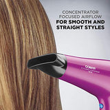 Conair Hair Dryer with Retractable Cord, 1875W Cord-Keeper Blow Dryer,Pink