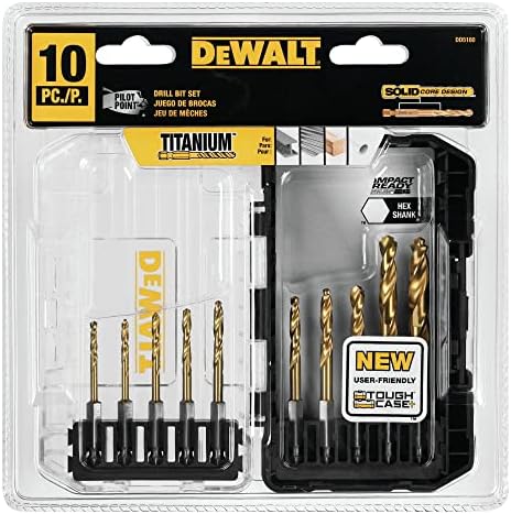 DEWALT Titanium Nitride Coated Drill Bit Set, 10-Piece Impact Ready (DD5160)