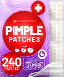 KEYCONCEPTS Salicylic Pimple Patches (240 Pack), Salicylic Acid Acne Patches with Tea Tree Oil - Zit Patch and Pimple Stickers for Face for Skin Care - Salicylic Acid Acne Dots