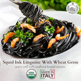 Morelli Squid Ink Pasta Linguine- Organic Italian Pasta - Black Pasta Noodles - Durum Wheat Semolina - Nero Di Seppia Made in Italy - 8.8oz / 250g (pack of 2)