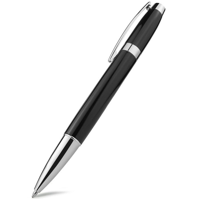 Metal Ballpoint Pen, Twist Open Retractable Rollerball Pen Medium Point (1.0mm) Black Ink Smooth Writing Business Gift Pens for Men, Women, Office, Channewer Executive Premium Signature Pens （Black）