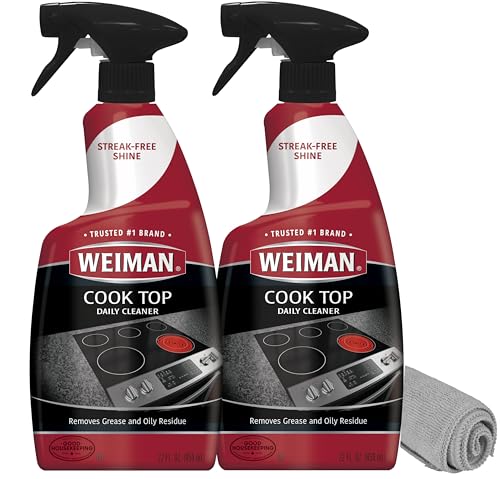 Weiman Cooktop Cleaner for Daily Use (2 Pack) Streak Free, Residue Free, Non-Abrasive Formula - 22 Ounce