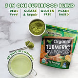 Opportuniteas Organic Turmeric Tea Powder - Matcha Green Tea, Turmeric, Cinnamon, Ginger, Black Pepper - Natural Joint Support Supplement For Juice, Smoothie & Drinks - Vegan & Non-GMO - 30 Servings