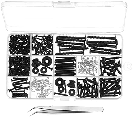 Guitar Screws Kit for Electric Guitar Bridge, Pickup, Pickguard, Tuner, Switch, Neck Plate, 254 Pieces Guitar DIY Kit with A Elbow tweezers (9 Types)
