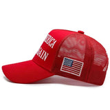 Donald Trump 2024 45-47 MAGA Hat Make America Great Again Slogan with USA Flag Adjustable Baseball Cap Mesh-Back Cap (US, Alpha, One Size, 2Pcs Red 45-47 MAGA Hat)