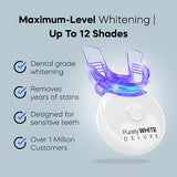 PurelyWHITE DELUXE Teeth Whitening Kit, Complete LED Teeth Whitening, 15+ Treatments, (3) 3ml Whitening Gel Syringes, Whiter Smile in 7 Minutes