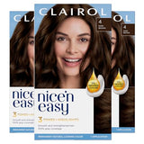 Clairol Nice'n Easy Permanent Hair Dye, 4 Dark Brown Hair Color, Pack of 3