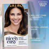 Clairol Nice'n Easy Permanent Hair Dye, 6W Light Mocha Brown Hair Color, Pack of 3